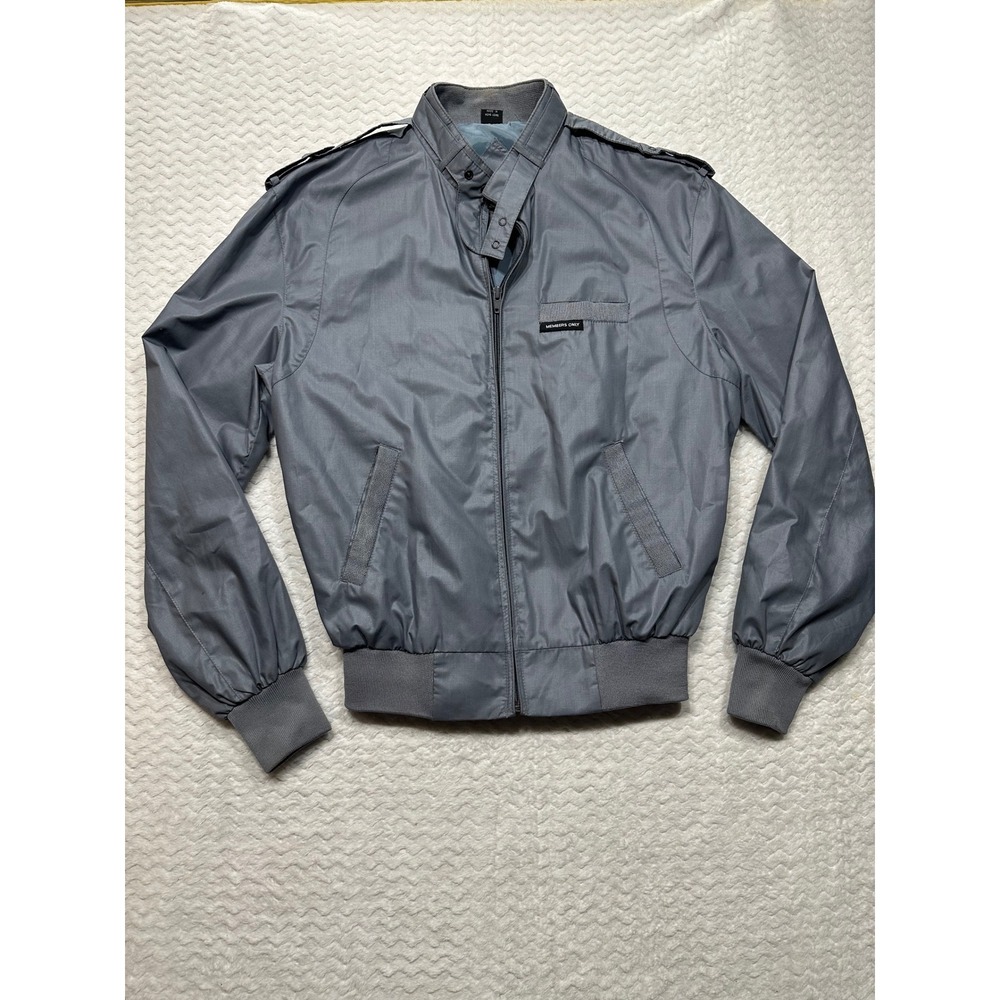 Vintage Members Only Iconic Racer Jacket Gray Size 38 Mens Windbreaker Bomber